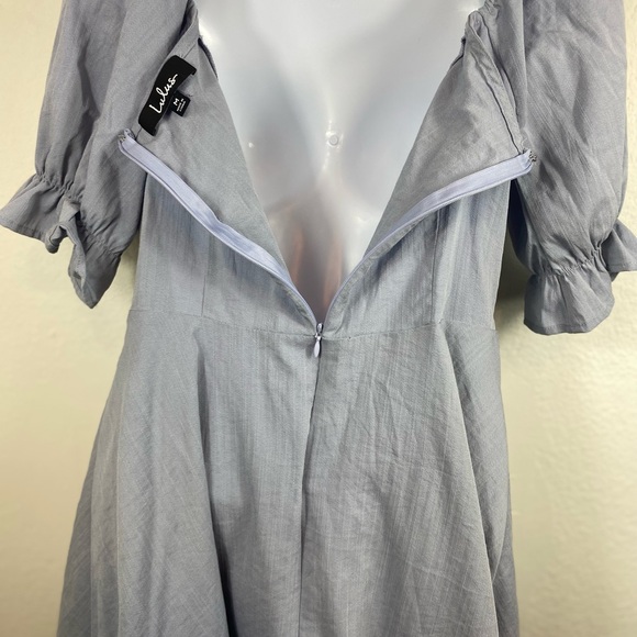 LuLu’s Medium Dress Elsie Dusty Blue‎ Pretty Puff Sleeve Lined - Picture 13 of 13